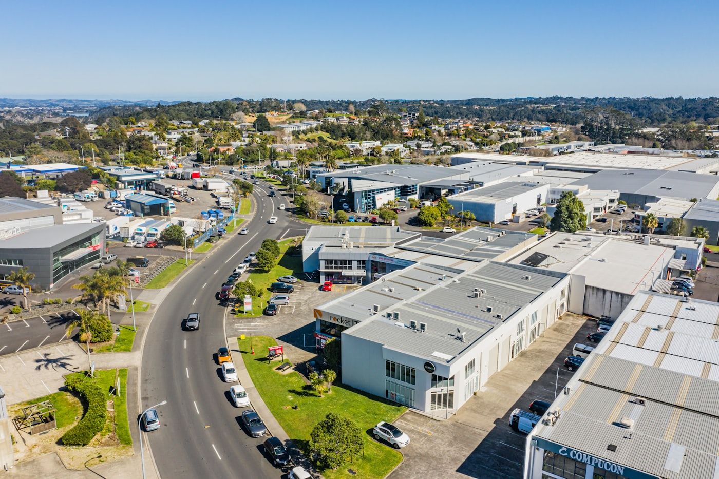 Large industrial warehouse building exterior